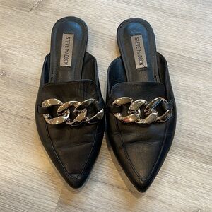 Steve Madden Fleur Black Chain Mules Size 6.5